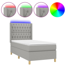 vidaXL világosszürke szövet rugós és LED-es ágy matraccal 90x200 cm (3139085) ágy és ágykellék