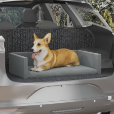 vidaXL világosszürke vászonhatású autós kutyafekhely 70x45 cm szállítóbox, fekhely kutyáknak