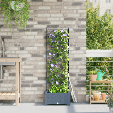 vidaXL Virágcserép Trellis-szel Világosszürke 40x40x125.5 cm kerti tárolás