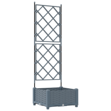 vidaXL Virágcserép Trellis-szel Világosszürke 40x40x125.5 cm (42002881) kerti tárolás
