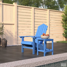 vidaXL vízkék HDPE kerti adirondack szék asztallal kerti bútor