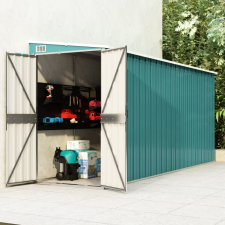 vidaXL zöld acél falhoz erősíthető kerti fészer 118 x 382 x 178 cm kerti tárolás