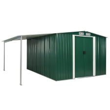 vidaXL zöld acél kerti fészer tolóajtókkal 386 x 312 x 178 cm kerti tárolás