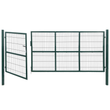 vidaXL zöld acél kerti kerítéskapu póznákkal 350 x 140 cm kerti dekoráció