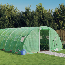 vidaXL zöld acélvázas melegház 56 m² 14 x 4 x 2 m kerti tárolás