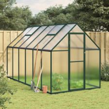 vidaXL zöld alumínium melegház alapvázzal 334x169x195 cm kerti tárolás