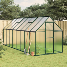 vidaXL zöld alumínium melegház alapvázzal 445x169x195 cm kerti tárolás