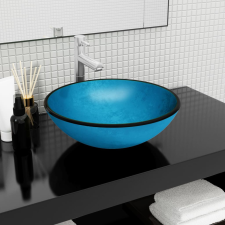 vidaXL zöld edzett üveg mosdókagyló 42 x 14 cm szaniter