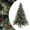 vidaXL Zöld és fehér karácsonyfa LED-ekkel és fenyőtobozokkal 120 cm
