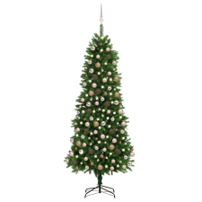 vidaXL zöld fél műkarácsonyfa LED-ekkel és gömbszettel 240 cm karácsonyi dekoráció