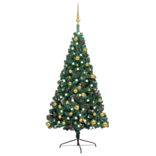 vidaXL zöld fél műkarácsonyfa LED fényekkel és gömbszettel 240 cm (3077481) műfenyő