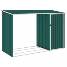vidaXL Zöld horganyzott acél kerti tűzifatároló 245 x 98 x 159 cm kerti tárolás