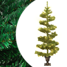 vidaXL Zöld kacskaringós PVC karácsonyfa kaspóval és LED-del 120 cm műfenyő