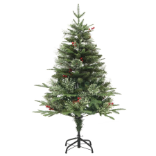 vidaXL zöld karácsonyfa LED-fényekkel és fenyőtobozokkal 120 cm (3094555) - Műfenyő műfenyő