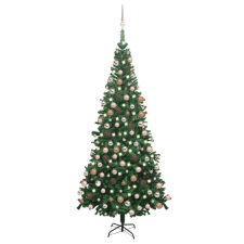 vidaXL zöld műkarácsonyfa LED fényekkel és gömbszettel L 240 cm  (3077577) műfenyő
