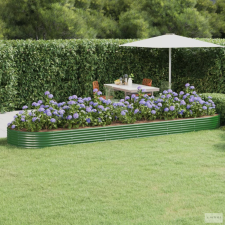 vidaXL Zöld porszórt acél kerti magaságyás 523x140x36 cm kerti tárolás