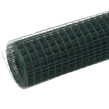 vidaXL zöld PVC-bevonatú acél csirkeháló drótkerítés 10 x 1,5 m (143627) építőanyag