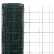 vidaXL zöld PVC-bevonatú acél csirkeháló drótkerítés 25 x 0,5 m (143630) kerti bútor