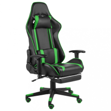 vidaXL Zöld PVC forgó gamer szék lábtartóval forgószék