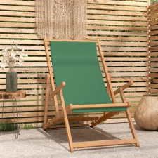 vidaXL zöld tömör tíkfa összecsukható strandszék kerti bútor