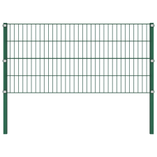 vidaXL zöld vas kerítéspanel oszlopokkal 11,9 x 0,8 m (278610) építőanyag
