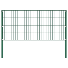 vidaXL zöld vas kerítéspanel oszlopokkal 13,6 x 0,8 m (278611) építőanyag