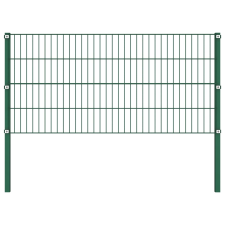 vidaXL zöld vas kerítéspanel oszlopokkal 3,4 x 0,8 m (278605) építőanyag