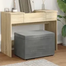 vidaXL Zsámoly Sötétszürke 61 x 41 x 40 cm Bársony és Műanyag Fa bútor