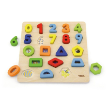Viga Fa puzzle Viga Számok és formák puzzle, kirakós