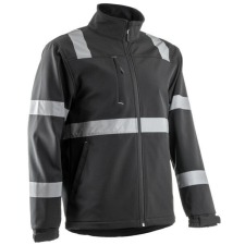 VIGILE FEKETE SOFTSHELL DZSEKI FÉNYVISSZAVERŐ CSÍKKAL_3XL láthatósági ruházat