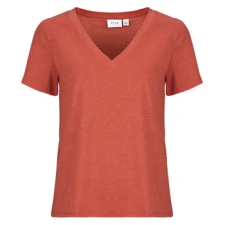 Vila Rövid ujjú pólók VILUXI GLITTER V-NECK Rózsaszín EU XS női póló