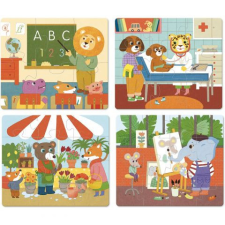 VILAC Fa puzzle Foglalkozások 6 + 9 + 12 + 16 db puzzle, kirakós