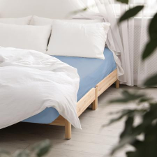  Világos kék pamutszatén gumis lepedő 140x200 lakástextília