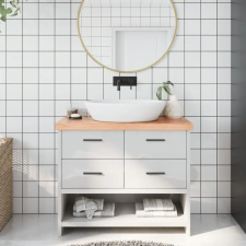  világosbarna kezelt tömör fa fürdőszobai pult 100x30x6 cm építőanyag