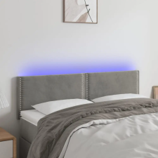  Világosszürke bársony LED-es fejtámla 144x5x78/88 cm ágy és ágykellék