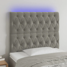  Világosszürke bársony LED-es fejtámla 90x7x118/128 cm ágy és ágykellék