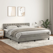  világosszürke bársony rugós ágy matraccal 160x200 cm ágy és ágykellék