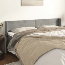  Világosszürke bársony szárnyas fejtámla 203x16x78/88 cm ágy és ágykellék