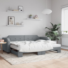 világosszürke kihúzható szövet heverő 80 x 200 cm ágy és ágykellék