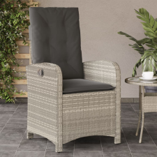  világosszürke polyrattan dönthető kerti szék párnával kerti bútor