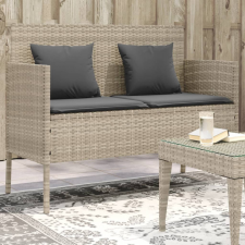  Világosszürke polyrattan kerti pad párnákkal kerti bútor