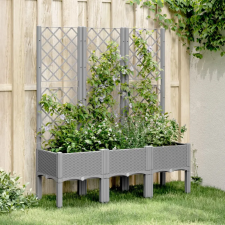  világosszürke PP rácsos kerti ültetőláda 120 x 40 x 142 cm kerti tárolás