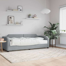  világosszürke szövet kanapéágy matraccal 90x200 cm ágy és ágykellék
