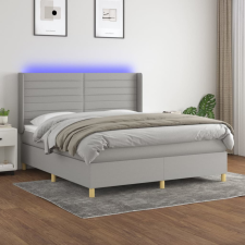  világosszürke szövet rugós és LED-es ágy matraccal 160x200 cm ágy és ágykellék