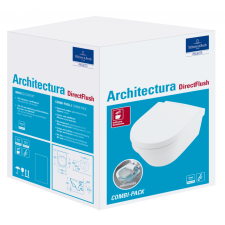 Villeroy and Boch Villeroy & Boch Architectura falra szerelhető perem nélküli DirectFlush wc, ülőkével, kombipack CeramicPlus felülettel - 4694HRR1 fürdőszoba kiegészítő