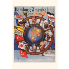  Vintage Journal Hamburg-America Line Travel Poster idegen nyelvű könyv