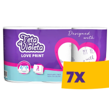 Violeta Love háztartási papírtörlő - 3 rétegű, 3 tekercs (Karton - 7 csomag) higiéniai papíráru