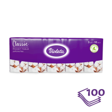  Violeta papírzsebkendő 3 rétegű, 10×10 db – classic soft higiéniai papíráru