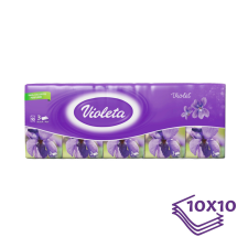  Violeta papírzsebkendő 3 rétegű, 10×10 db – ibolya higiéniai papíráru