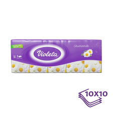  Violeta papírzsebkendő 3 rétegű, 10×10 db – kamilla higiéniai papíráru